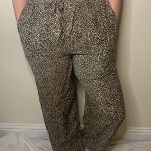 Flowy brown and black patterned pants